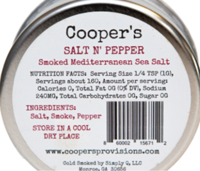 "Salt & Pepper"; Smoked Mediterranean Sea Salt