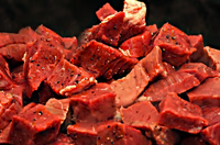 Raw diced beef from New York Prime Beef, fresh and ready for stir fry, stews, or high-protein meal prep