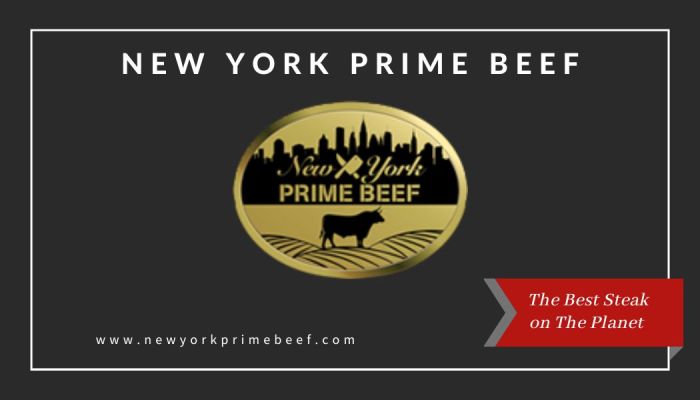 A digital gift card from New York Prime Beef featuring the company's logo and website URL.