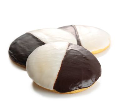 Sweet Sam’s Black and White Cookie from New York Prime Beef, a New York classic soft cake-style cookie topped with rich dark chocolate frosting and white fondant, included in the cookie bundle
